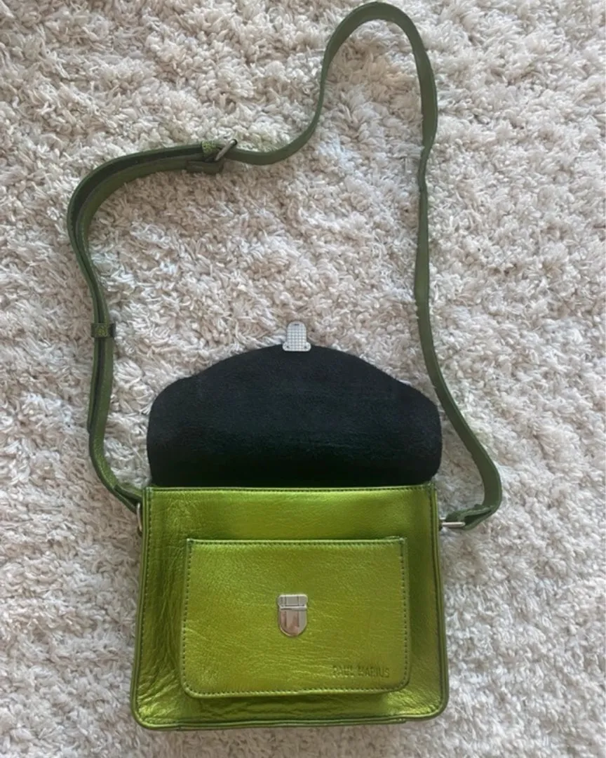 Green leather bag