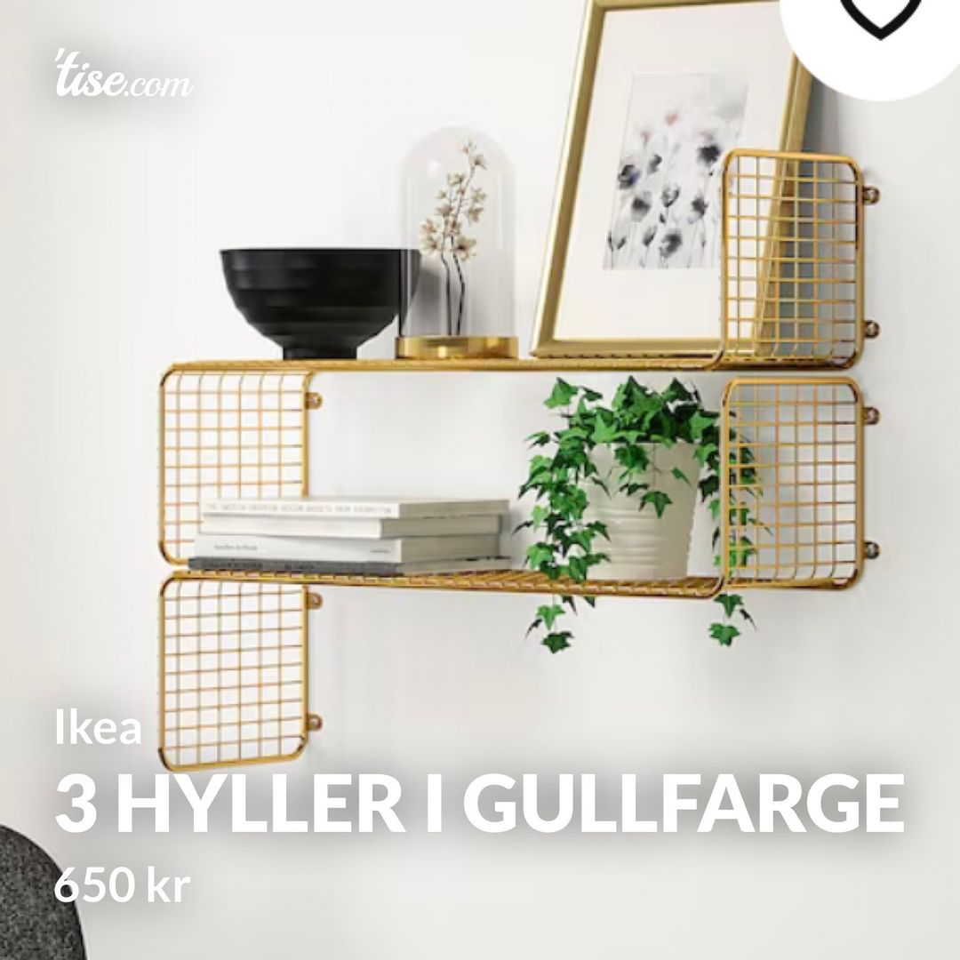 3 hyller i gullfarge