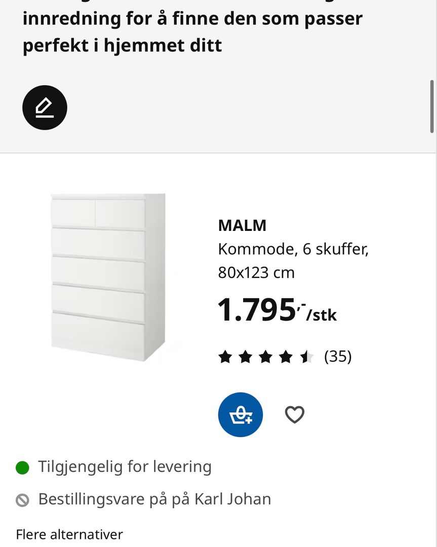 Ikea malm kommode