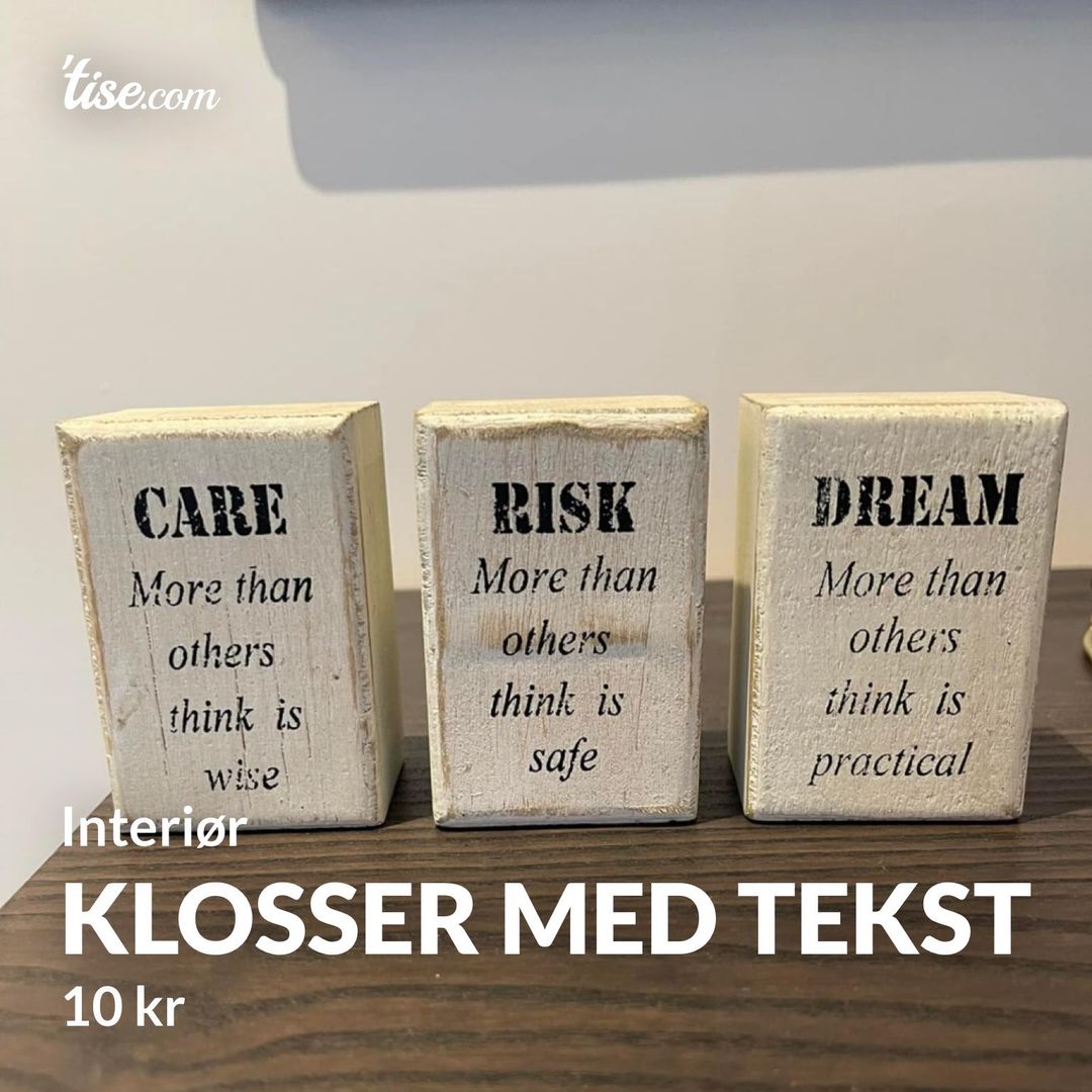 Klosser med tekst