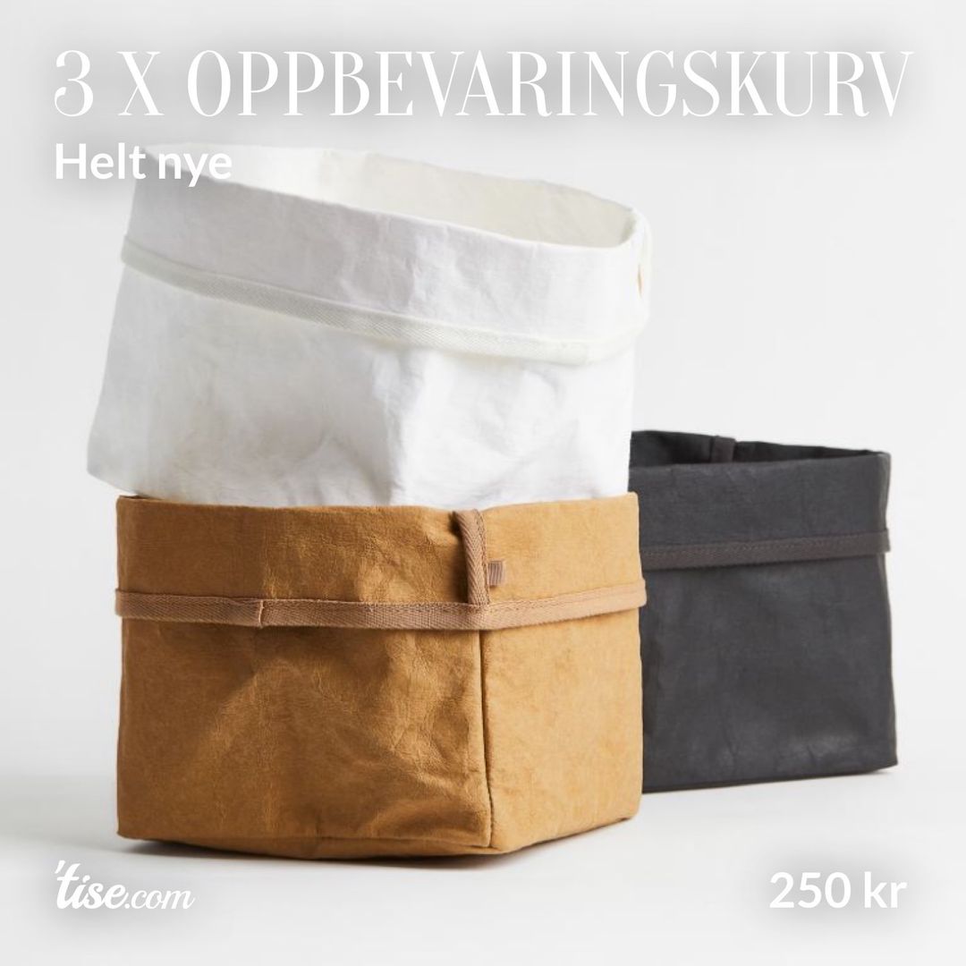 3 x oppbevaringskurv