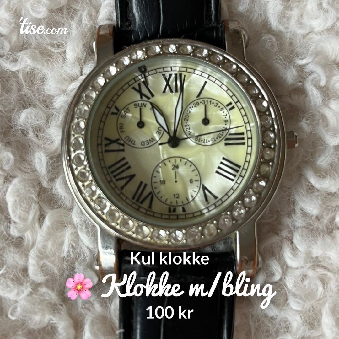 🌸 Klokke m/bling