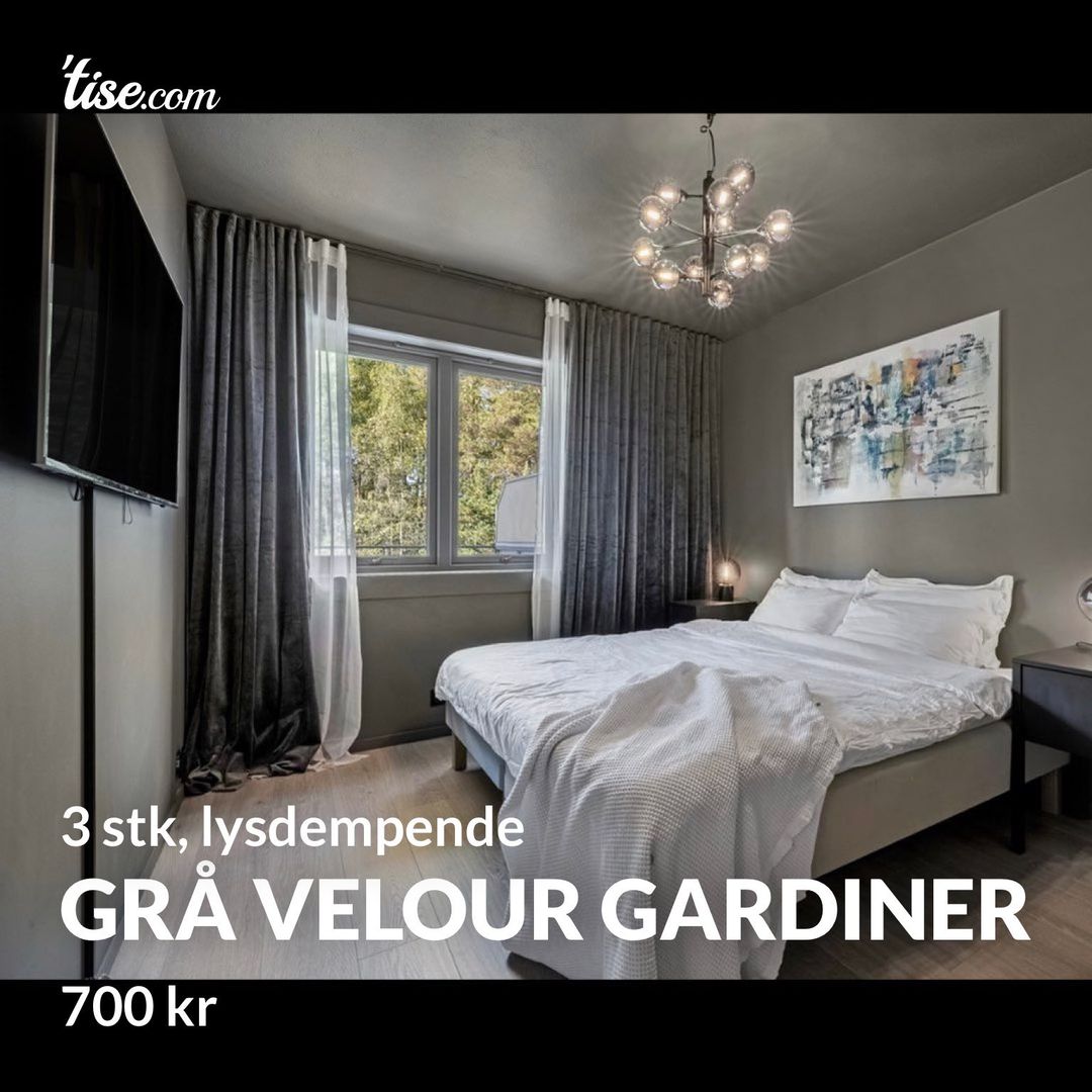 Grå velour gardiner