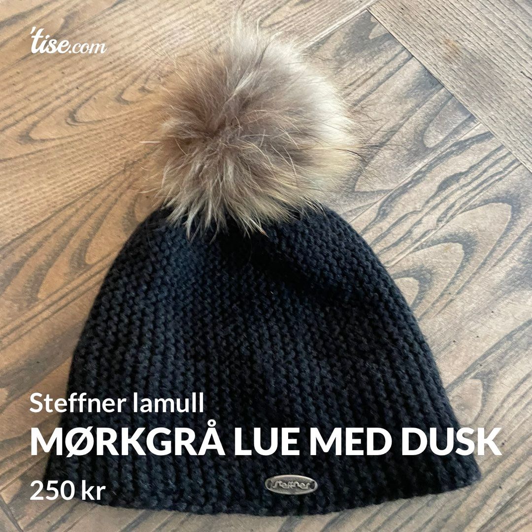 Mørkgrå lue med dusk