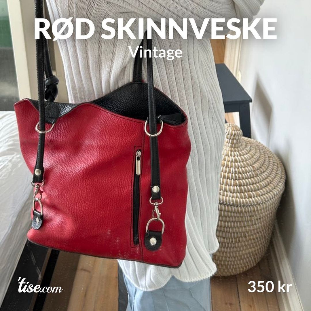 Rød skinnveske