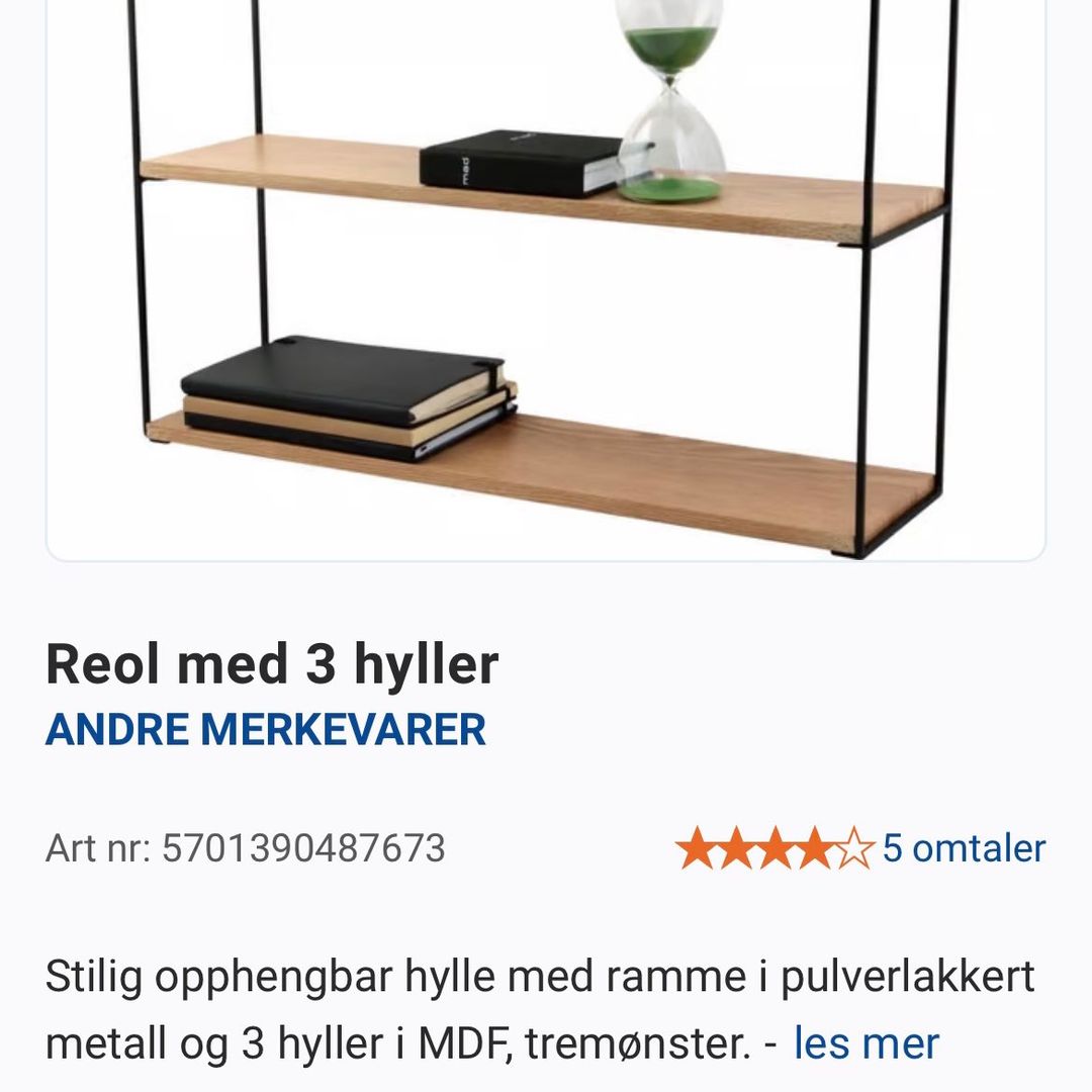 Reol med 3 hyller