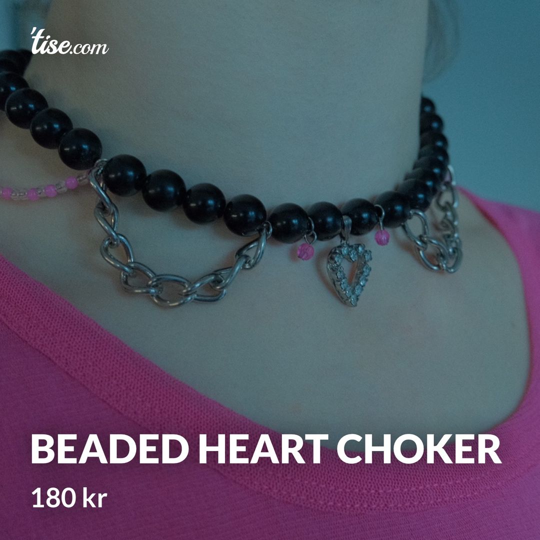 Beaded heart choker