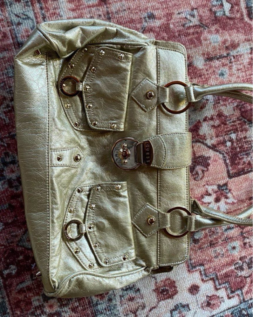 Y2K gold guess bag