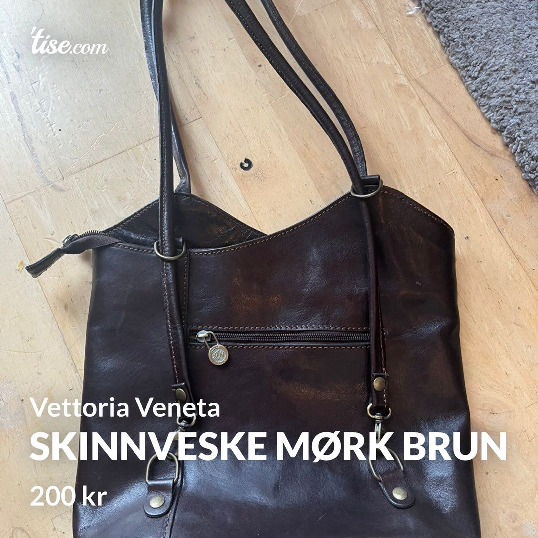 Skinnveske mørk brun