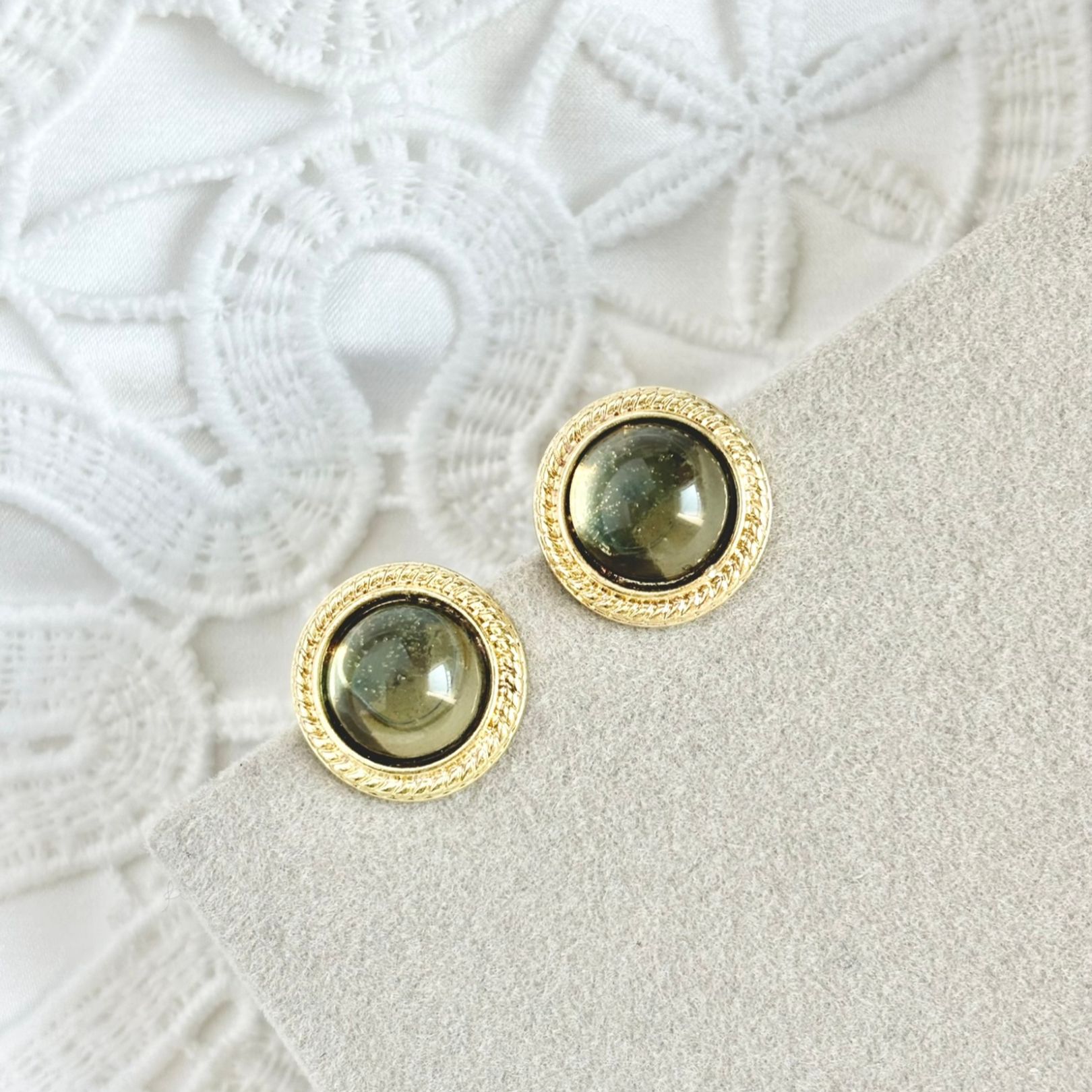 Green stone earrings