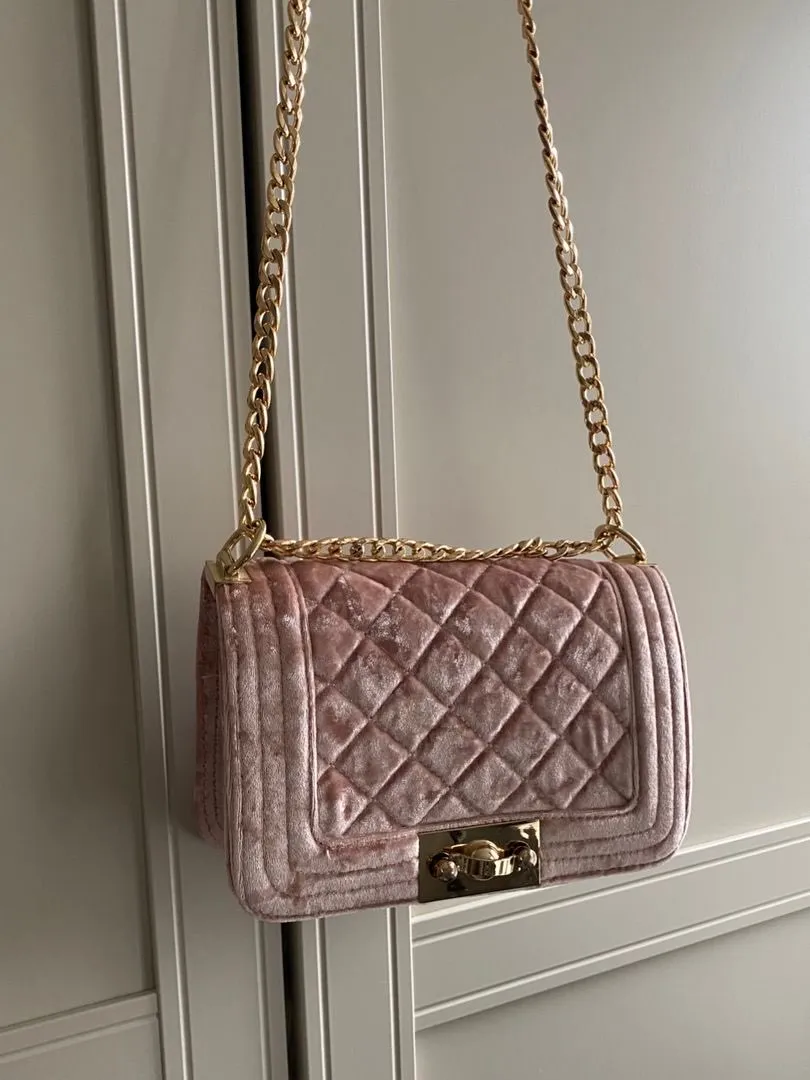 Pink velour bag 💗