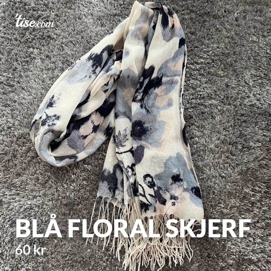 Blå Floral Skjerf