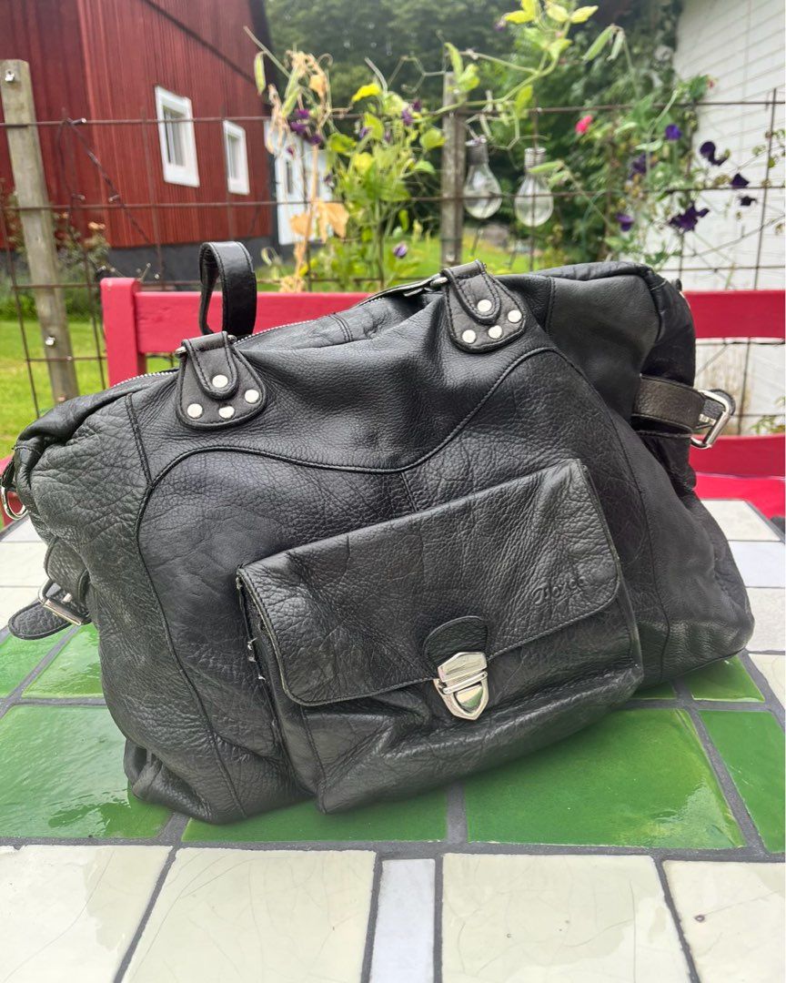 Black leather bag