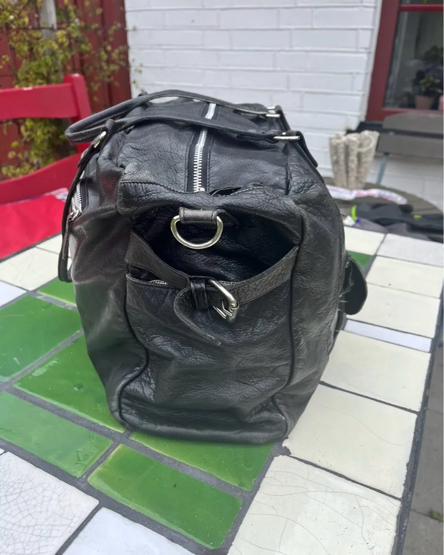 Black leather bag