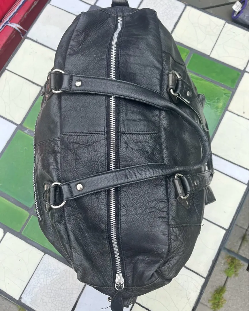 Black leather bag