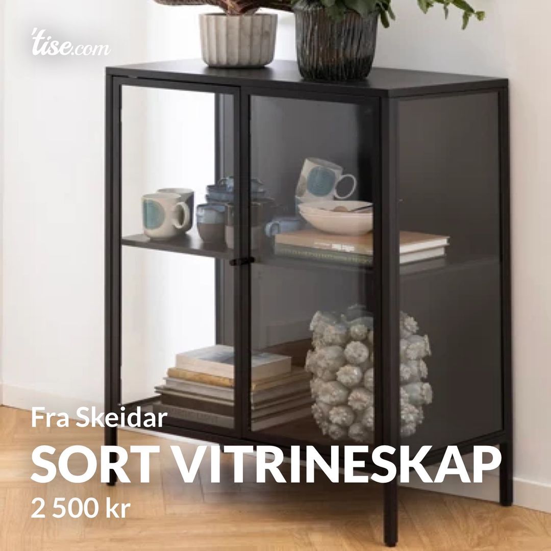 Sort vitrineskap