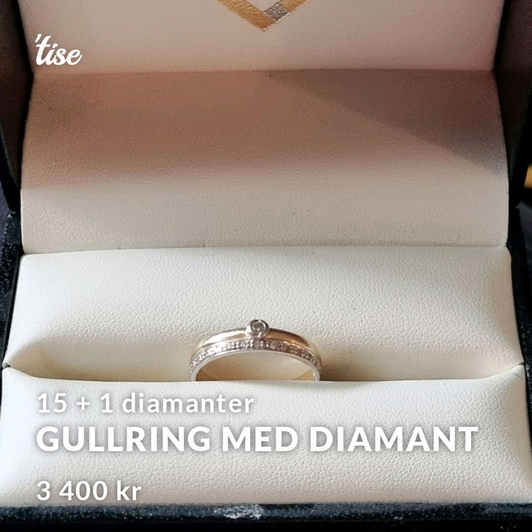 Gullring med diamant