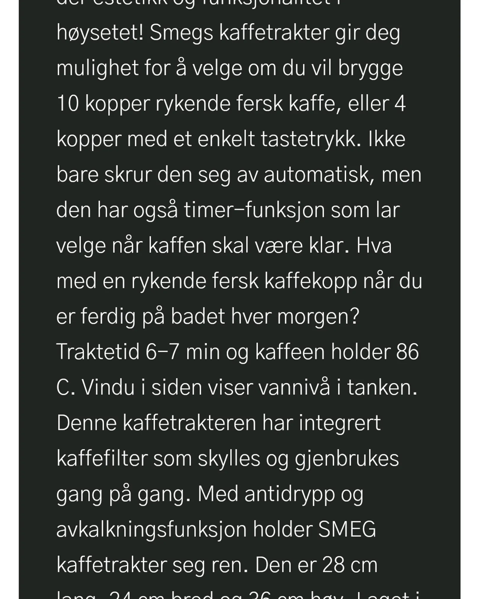 Smeg Kaffetrakter