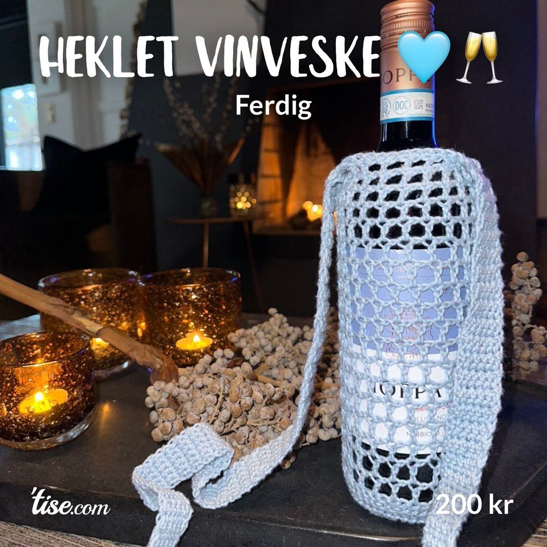 Heklet vinveske 🩵🥂