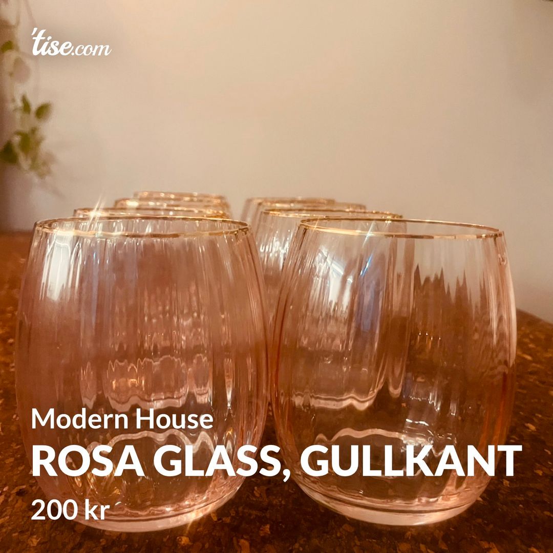 Rosa glass gullkant