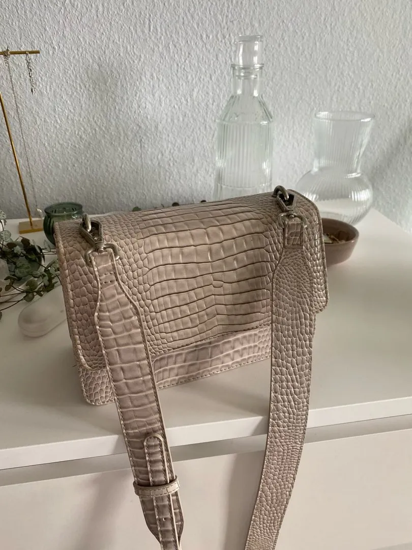 Beige/lyserød taske