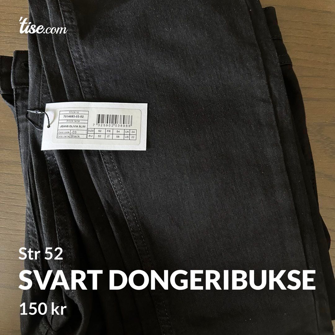 Svart dongeribukse