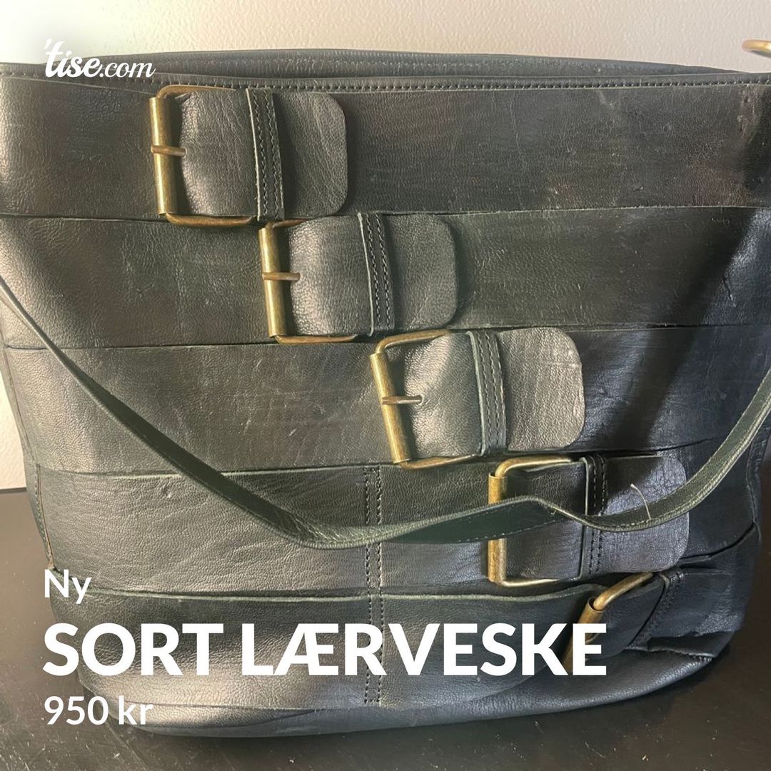 Sort lærveske