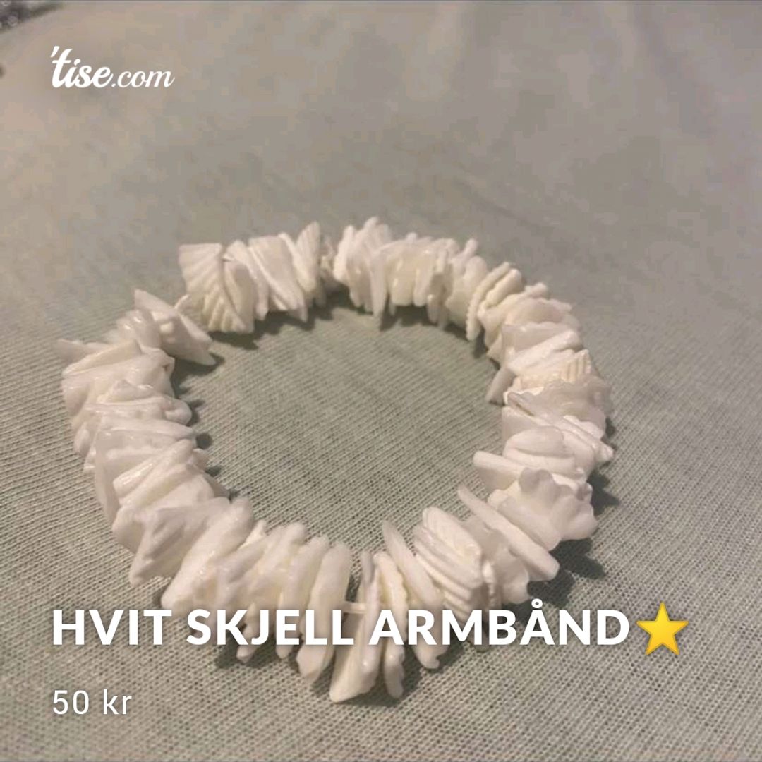 Hvit Skjell Armbånd⭐