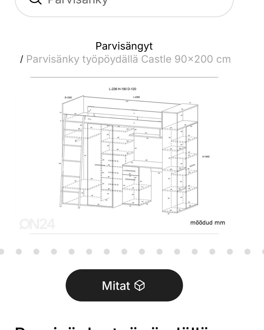 Parvisänky 90x200