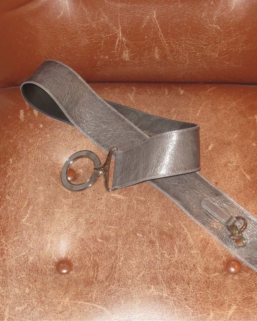 Grey leather belt