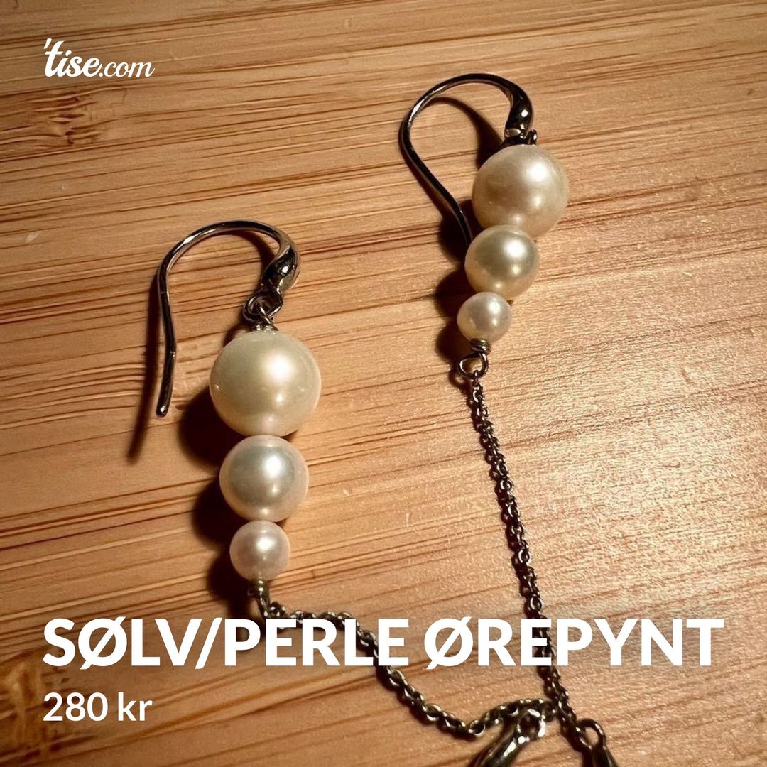 Sølv/perle ørepynt