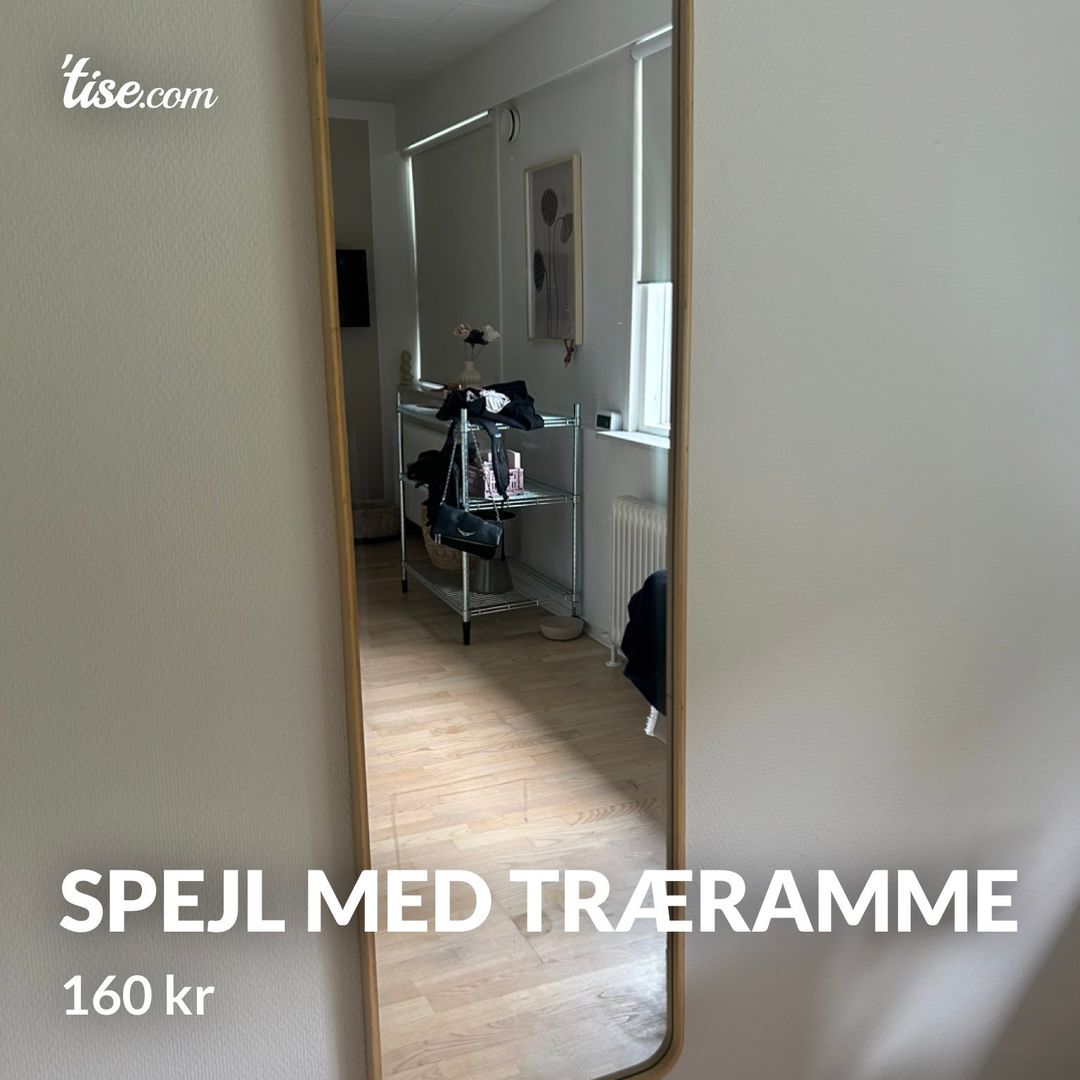 Spejl med træramme