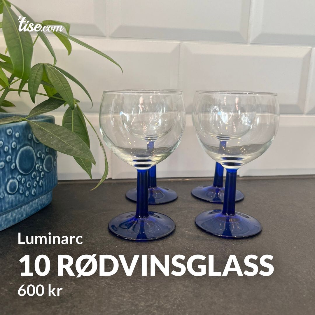 10 rødvinsglass