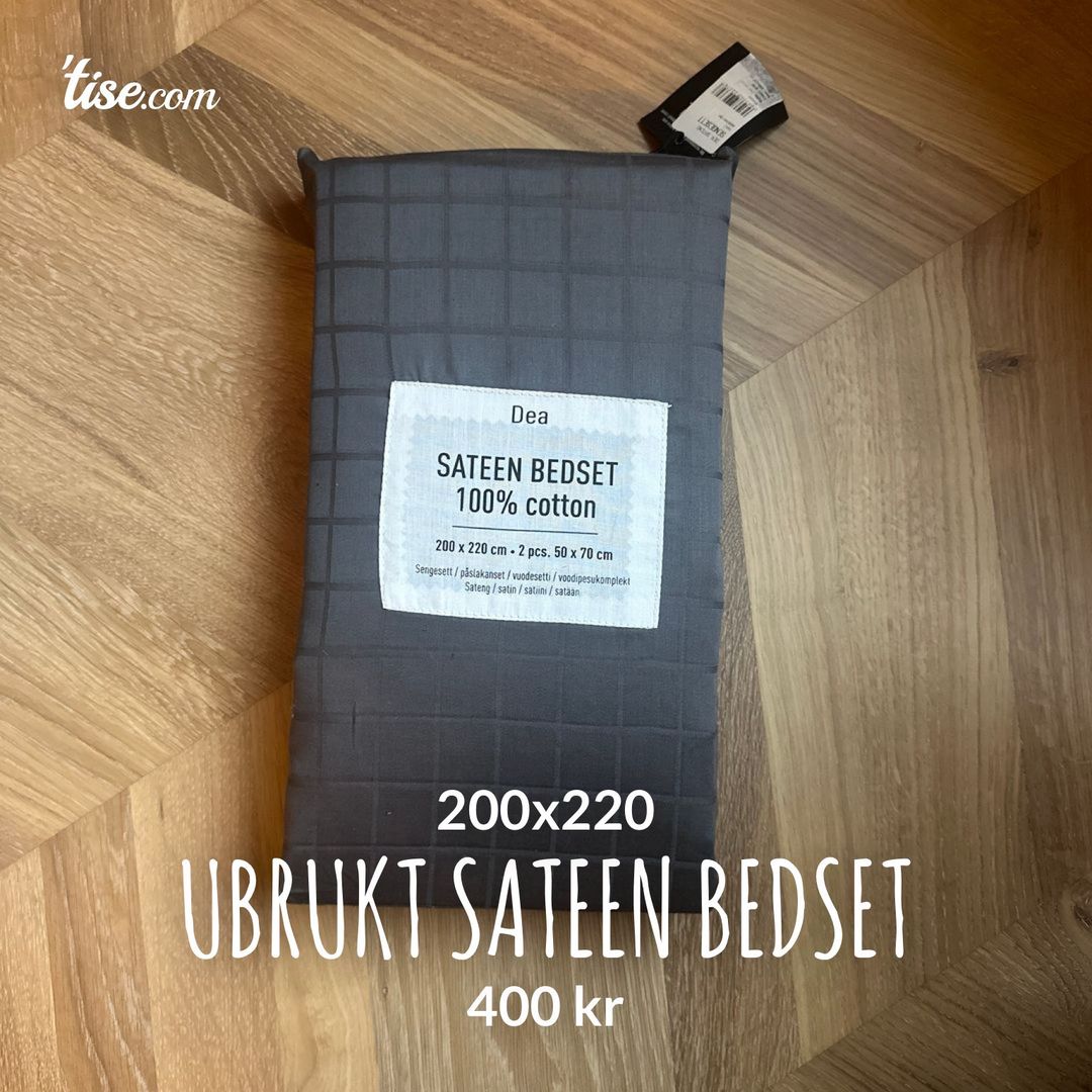 Ubrukt sateen bedset