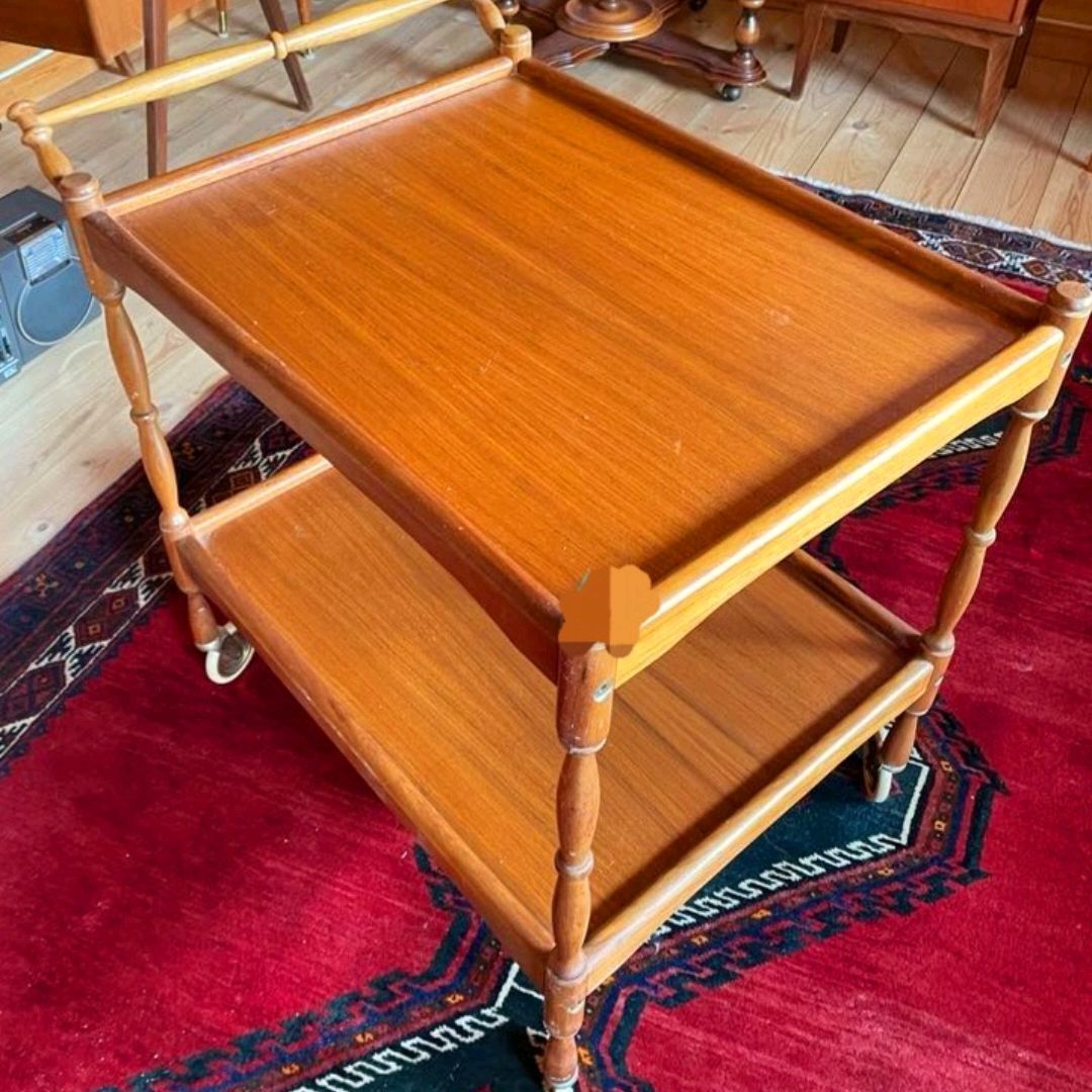 walnut teak trolley