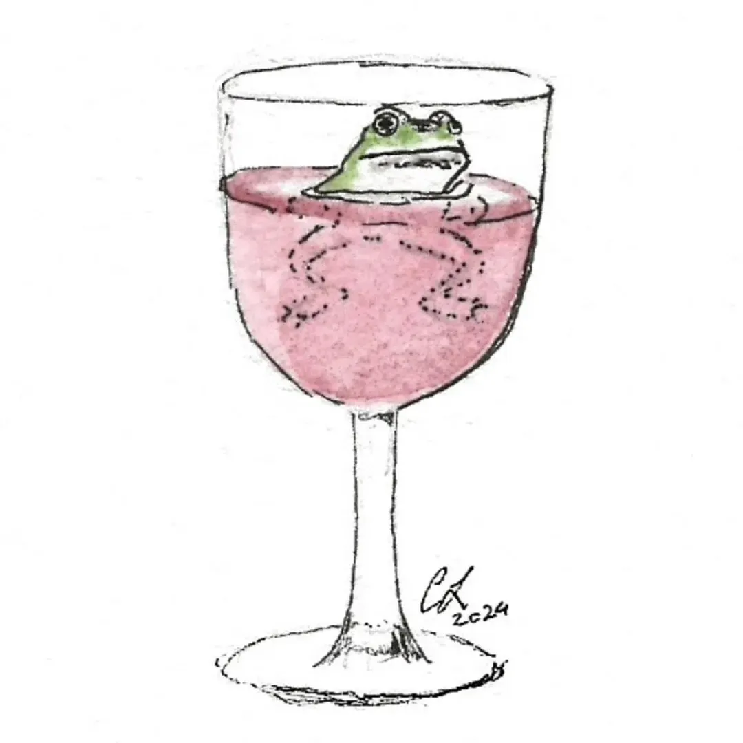 Frosk i et glass vin