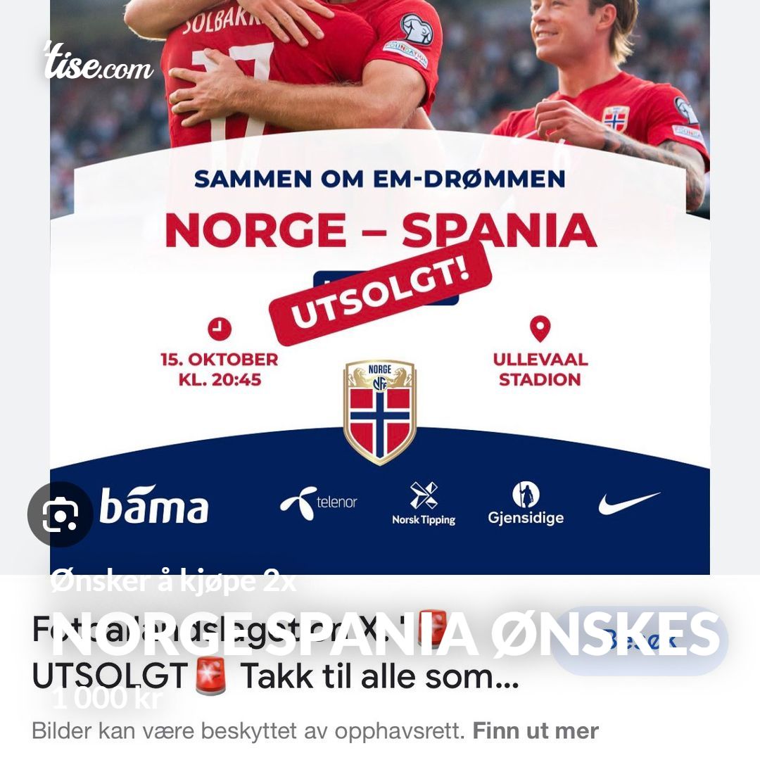 Norge spania ønskes