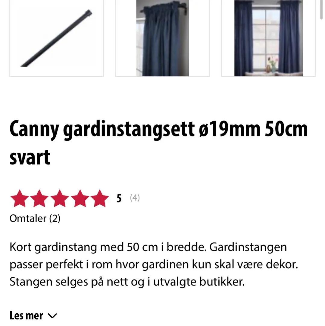 Korte gardinstenger