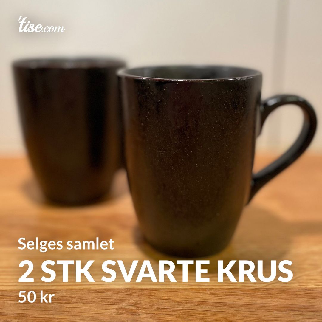 2 stk svarte krus