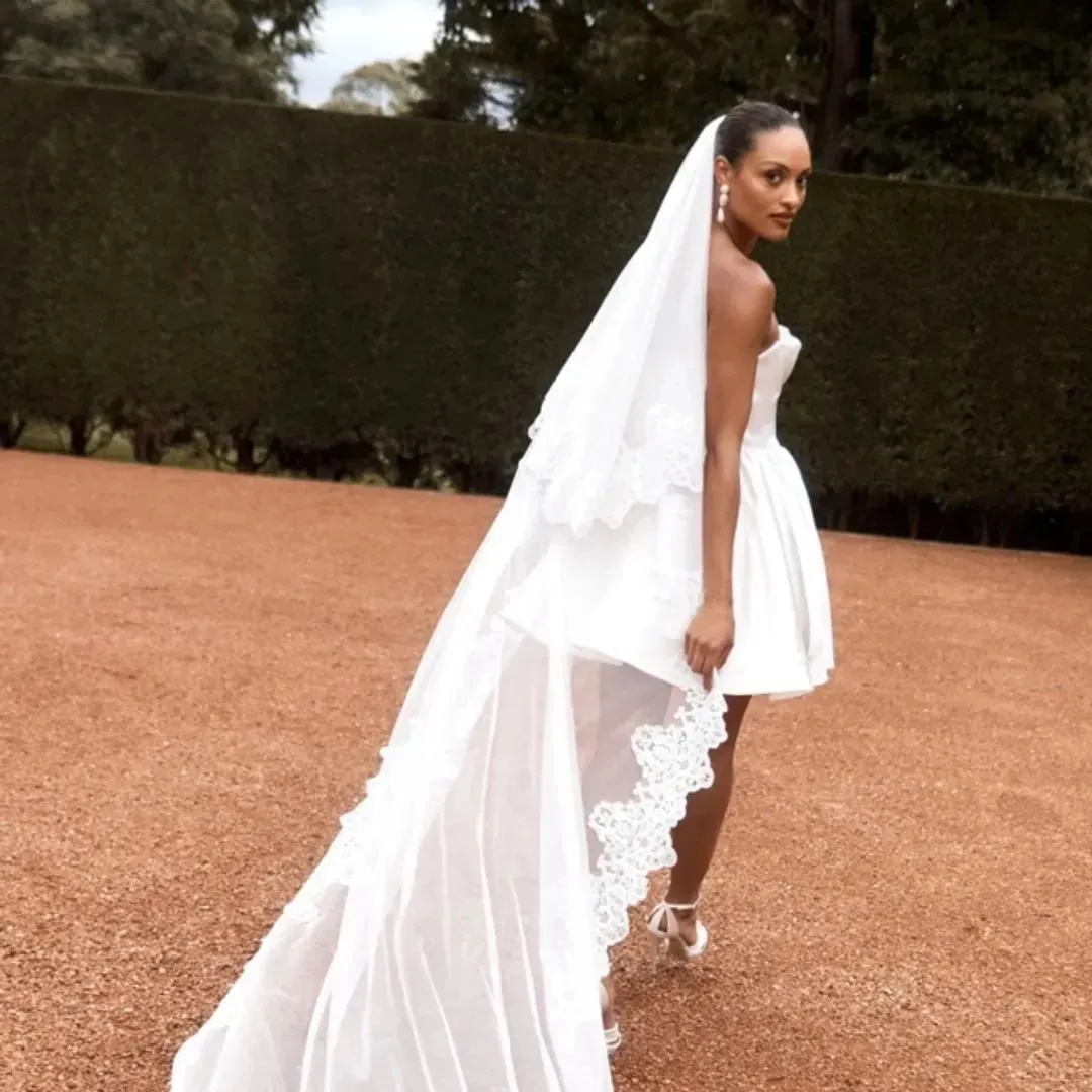 Lace trim veil