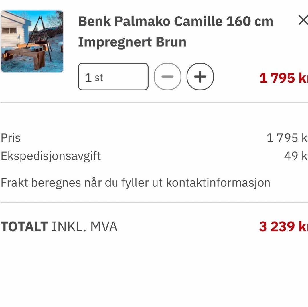 Benk trykkimpregnert