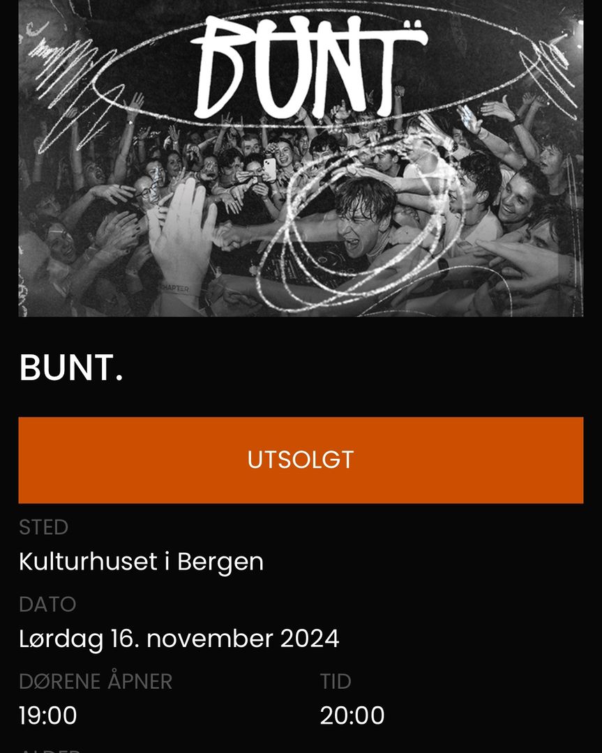 Billett BUNT Bergen