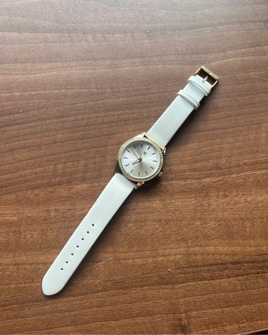 White and gold watch