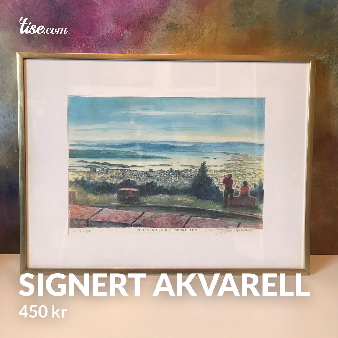 Signert akvarell