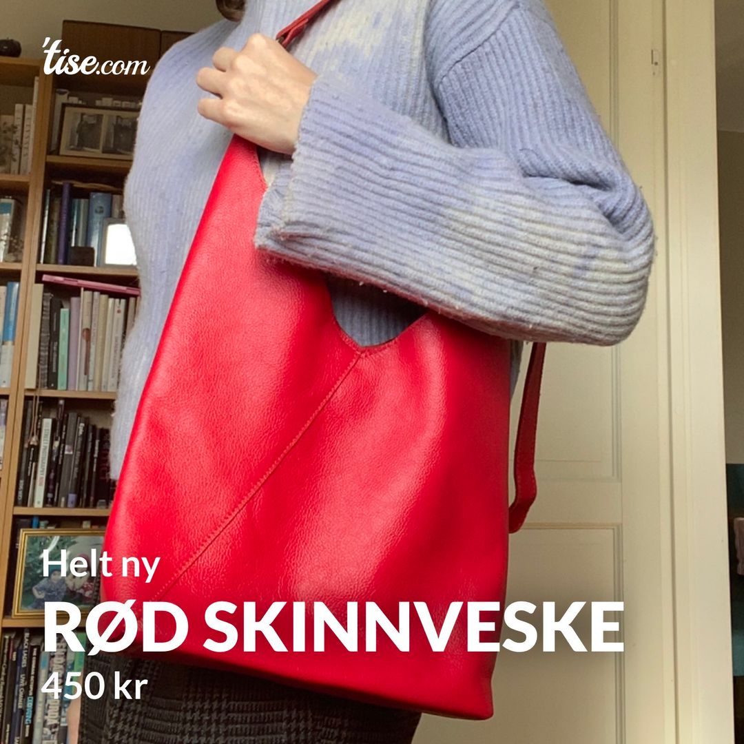 Rød skinnveske