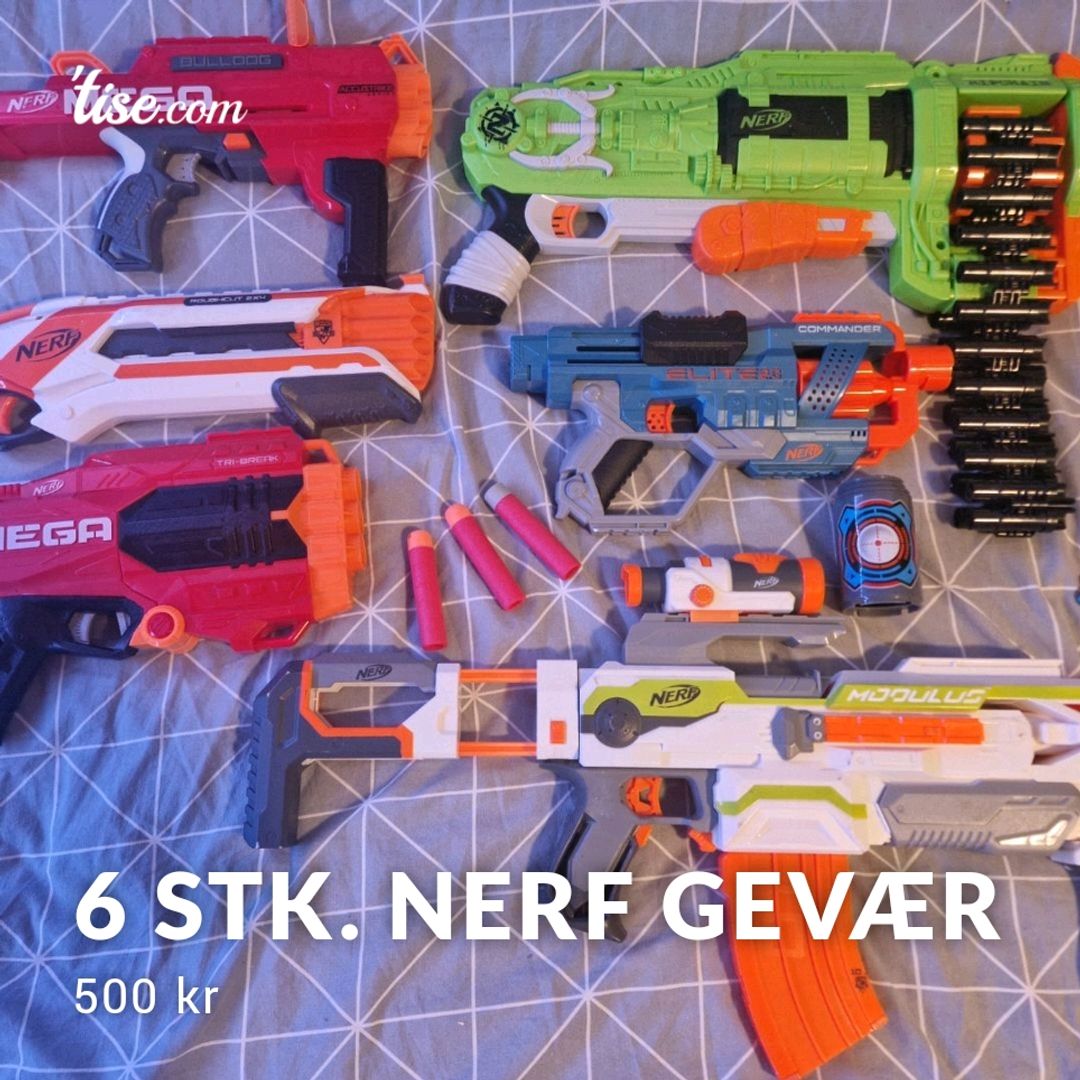 6 stk Nerf gevær