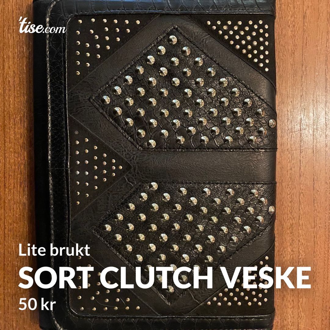 Sort clutch veske