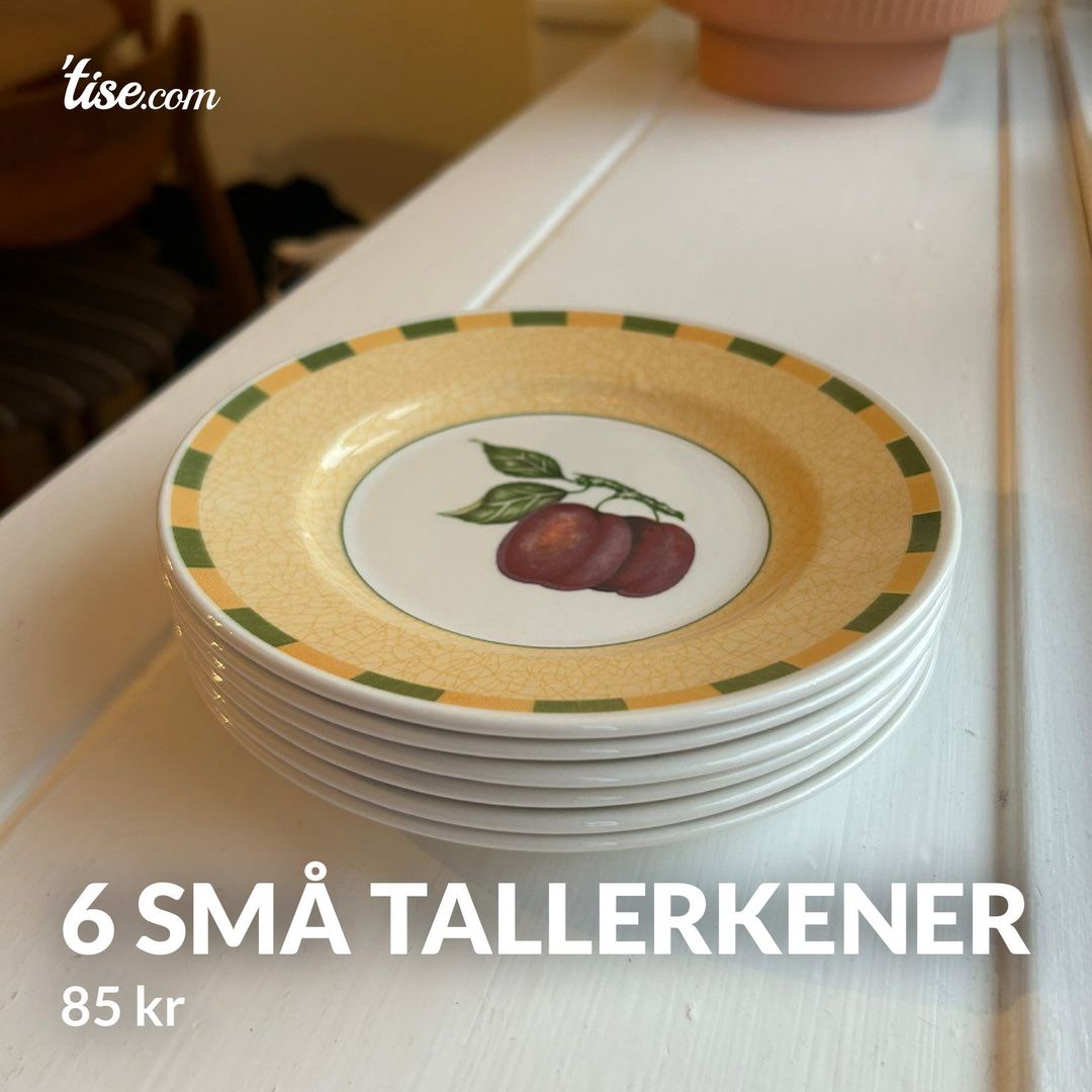 6 små tallerkener