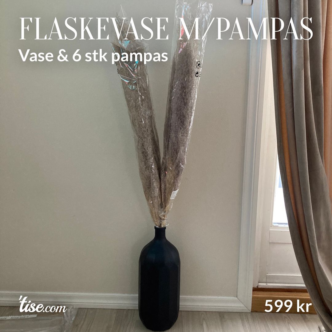 Flaskevase m/pampas