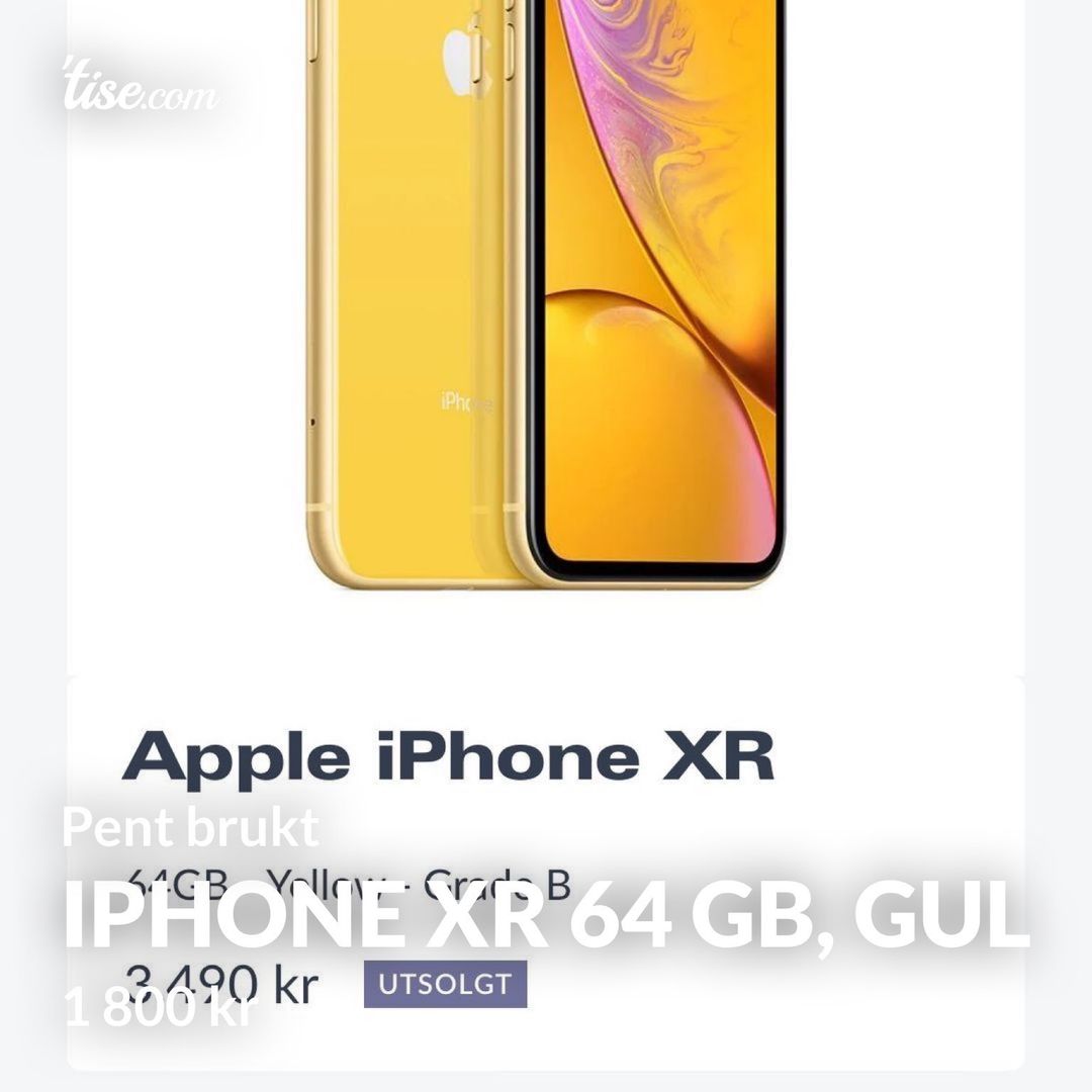 Iphone XR 64 gb gul